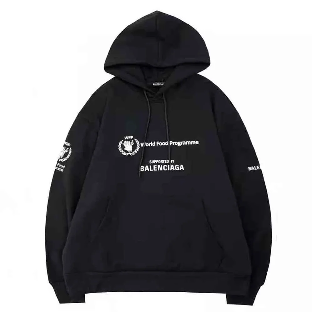 Balenciaga WFP Hoodie Medium Fit in Black and White Medium Fleece for Men Balenciaga WFP Hoodie Medium Fit in Black and White Medium Fleece for Men