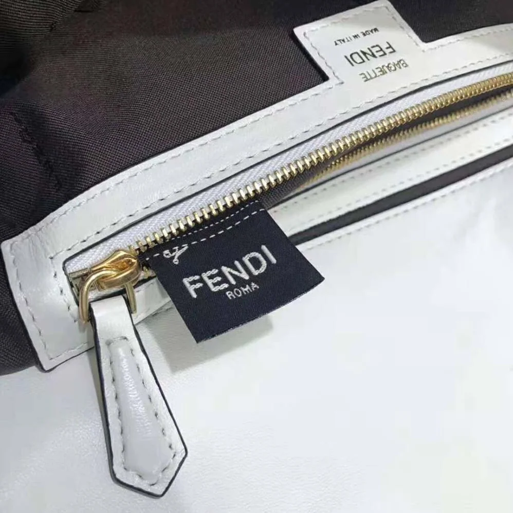 Fendi Iconic Large Baguette Leather Bag for Women in White