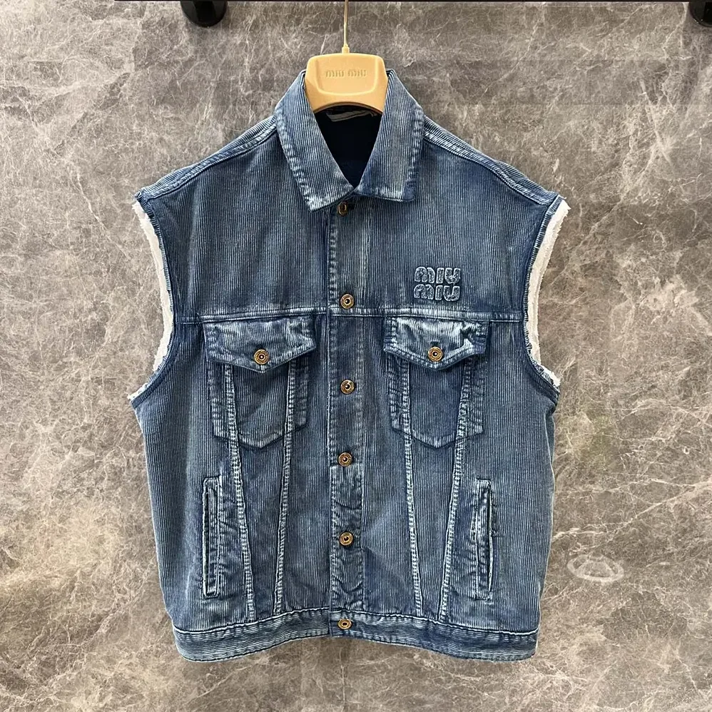 Miu Miu Washed Corduroy Vest for Women Miu Miu Washed Corduroy Vest for Women