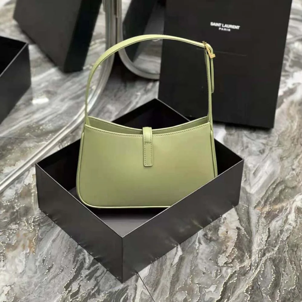 Saint Laurent YSL Le 5 A 7 Hobo Bag in Smooth Leather for Women in Green Saint Laurent YSL Le 5 A 7 Hobo Bag in Smooth Leather for Women in Green