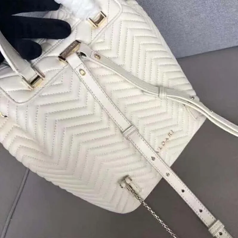 Bvlgari Serpenti Hypnotic Medium Backpack In Quilted Nappa Leather for Women in White Bvlgari Serpenti Hypnotic Medium Backpack In Quilted Nappa Leather for Women in White