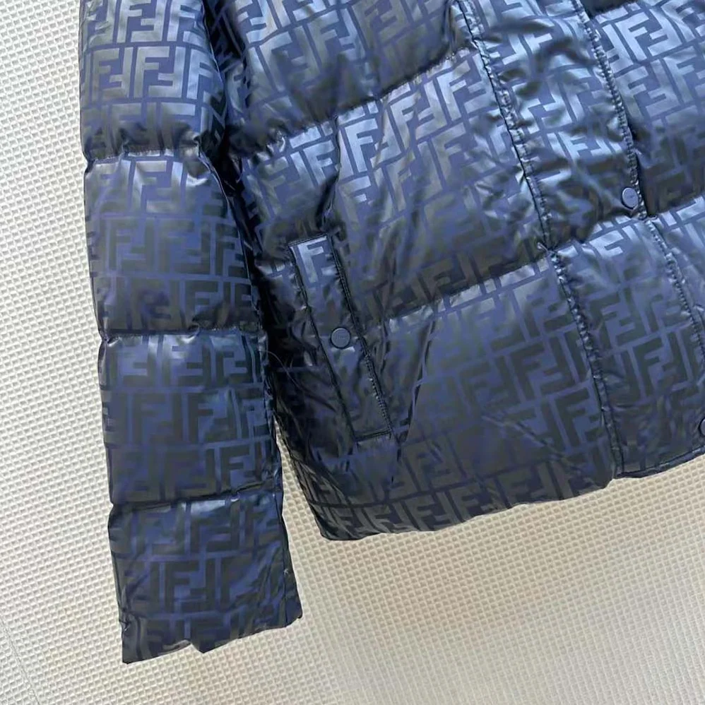 Fendi Down Jacket Blue FF Tech Fabric Down Jacket for Women Fendi Down Jacket Blue FF Tech Fabric Down Jacket for Women