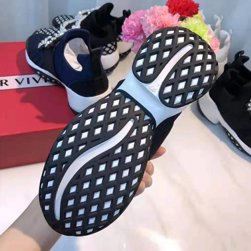 Roger Vivier Viv' Run Strass Buckle Sneakers for Women in Navy Roger Vivier Viv' Run Strass Buckle Sneakers for Women in Navy
