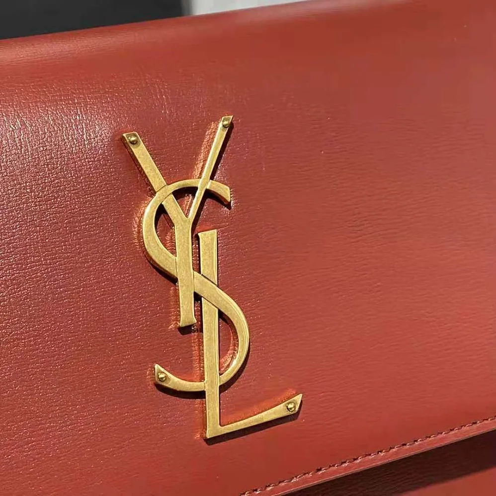 Saint Laurent YSL Medium Sunset Satchel in Smooth Leather for Women in Maroon
