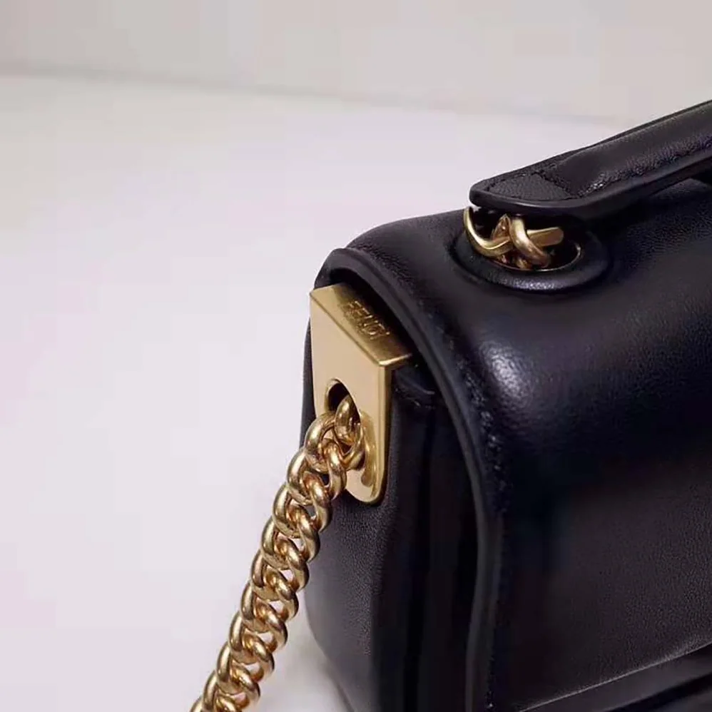 Fendi Mini Baguette Chain Black Nappa Leather Bag for Women Fendi Mini Baguette Chain Black Nappa Leather Bag for Women