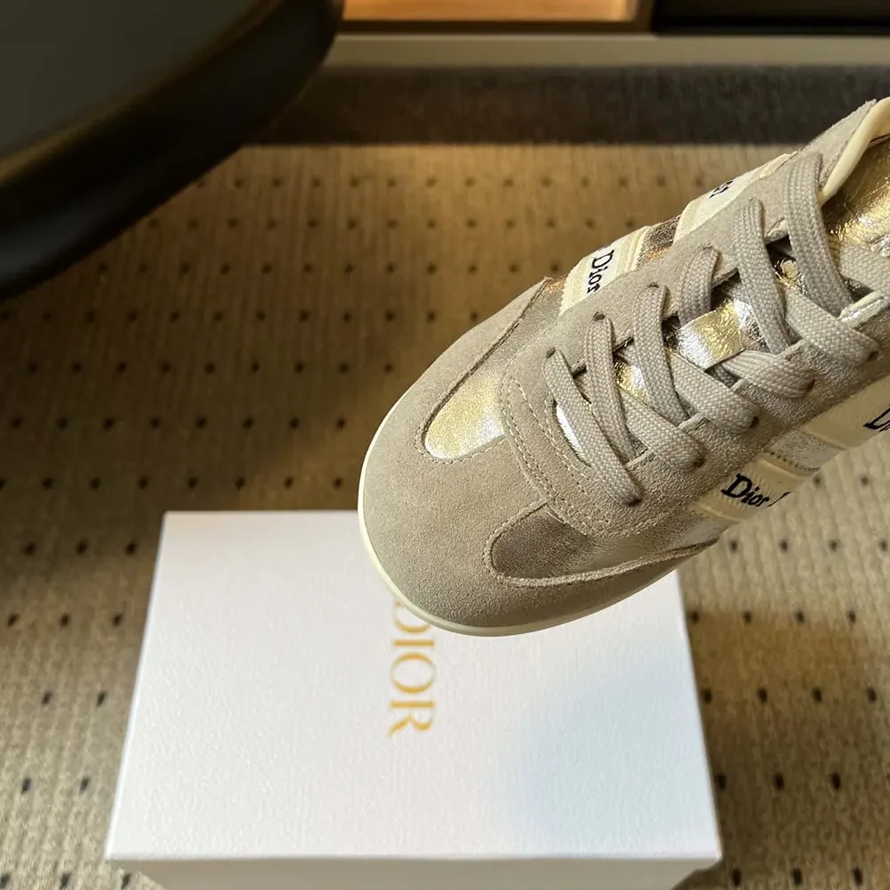 Dior Ribbon Sneaker Gray Suede Calfskin and Silver for Women in Tone Crinkled Laminated Lambskin Dior Ribbon Sneaker Gray Suede Calfskin and Silver for Women in Tone Crinkled Laminated Lambskin
