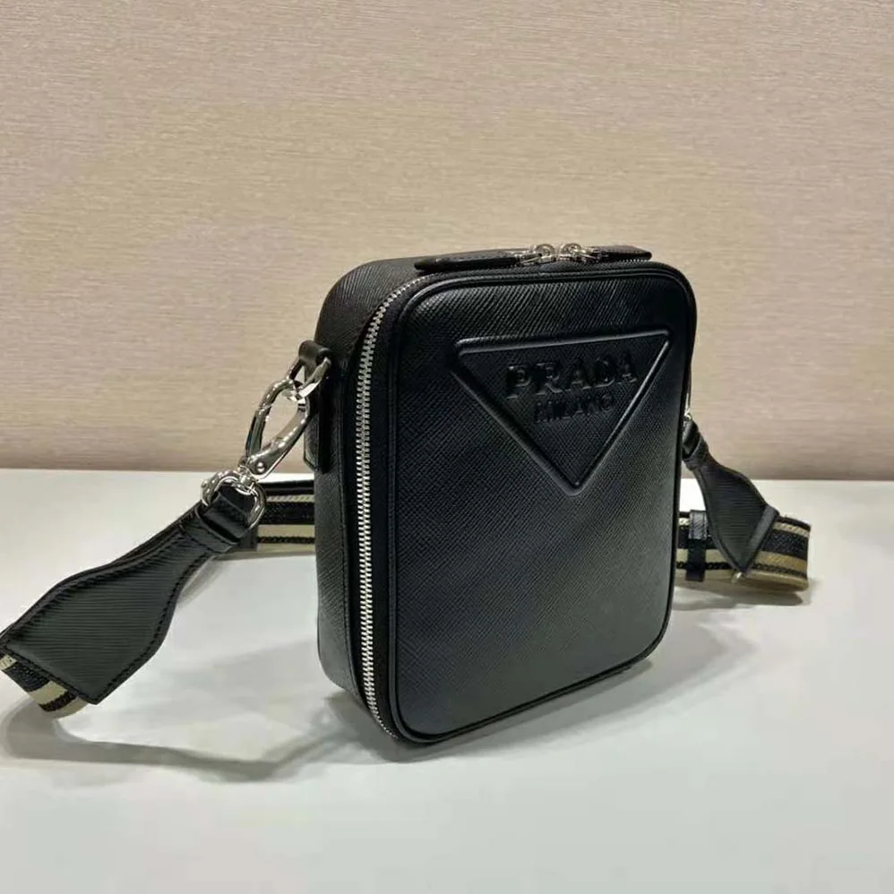 Prada Saffiano Leather Shoulder Bag for Women in Black