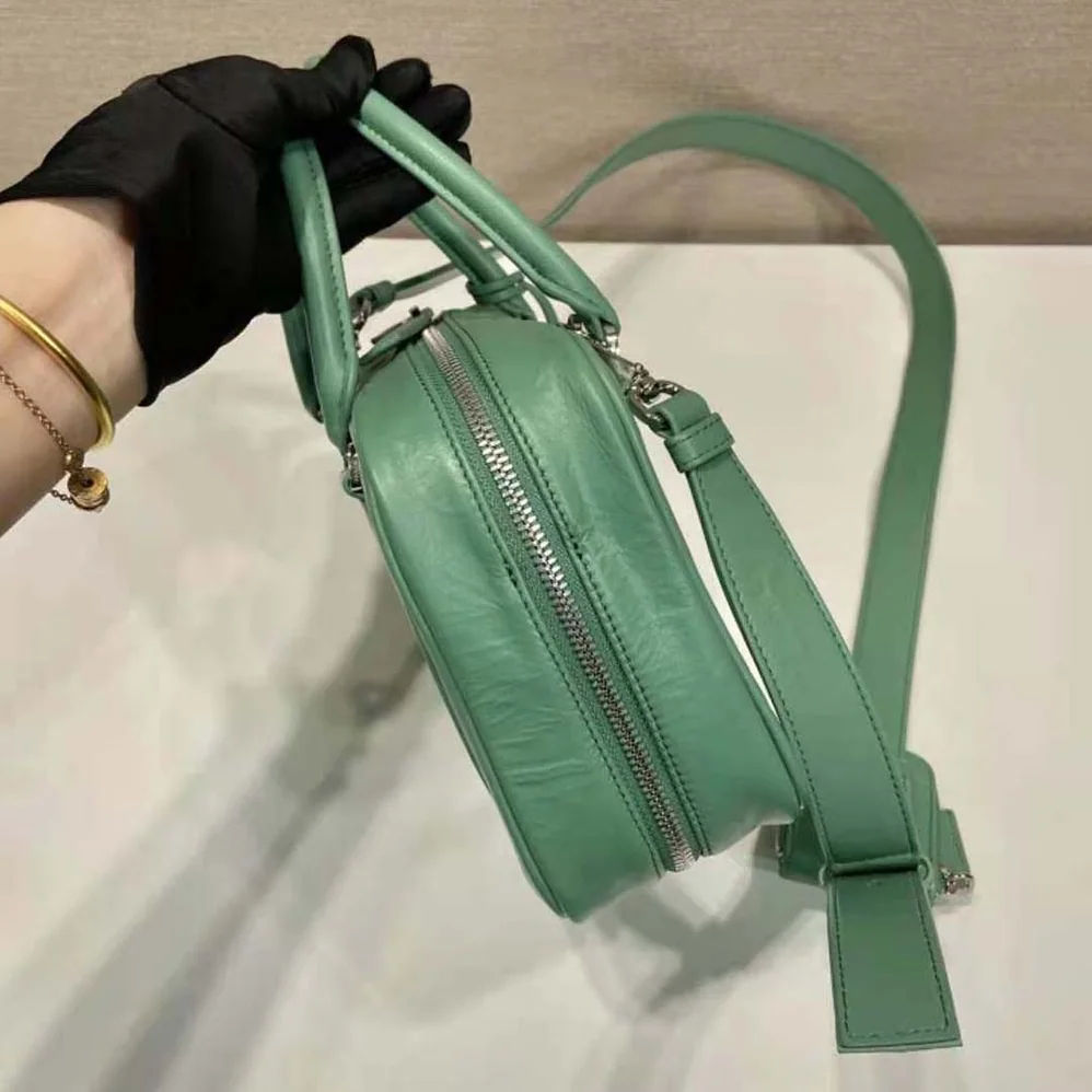 Prada Medium Antique Nappa Leather Top Handle Bag for Women in Green Prada Medium Antique Nappa Leather Top Handle Bag for Women in Green