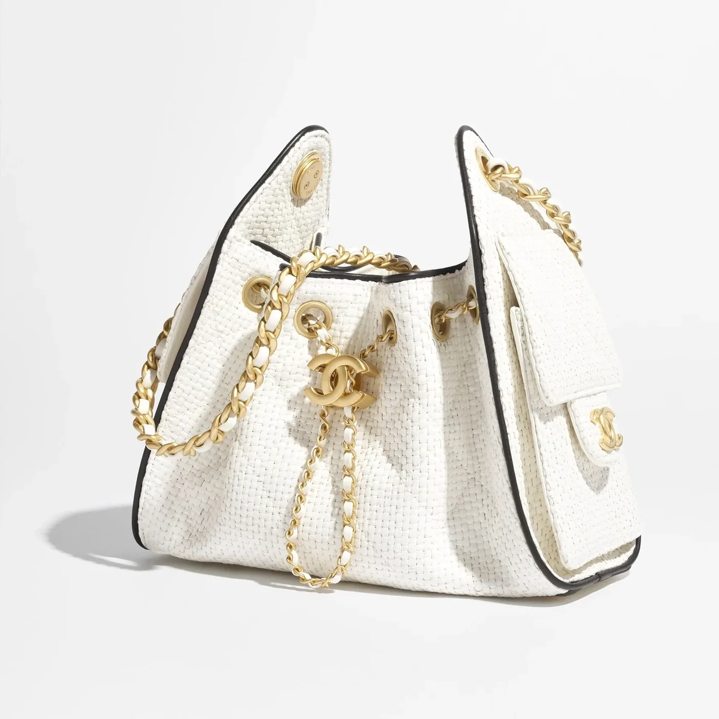 Chanel 25 Mini Handbag in White Gold Hardware