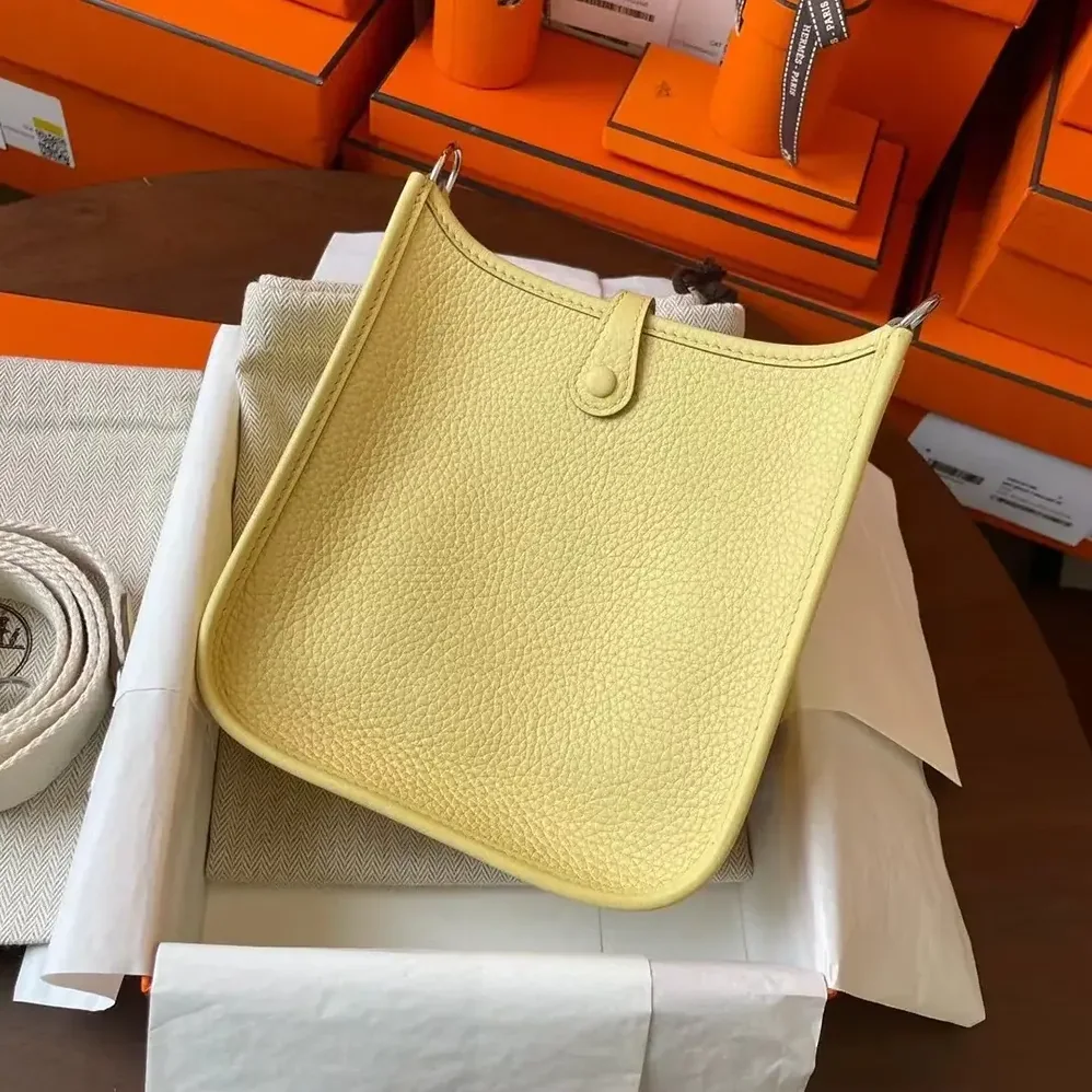 Hermes Evelyne 16 Amazone in Clemence Leather for Women in Yellow/Silver Hermes Evelyne 16 Amazone in Clemence Leather for Women in Yellow/Silver
