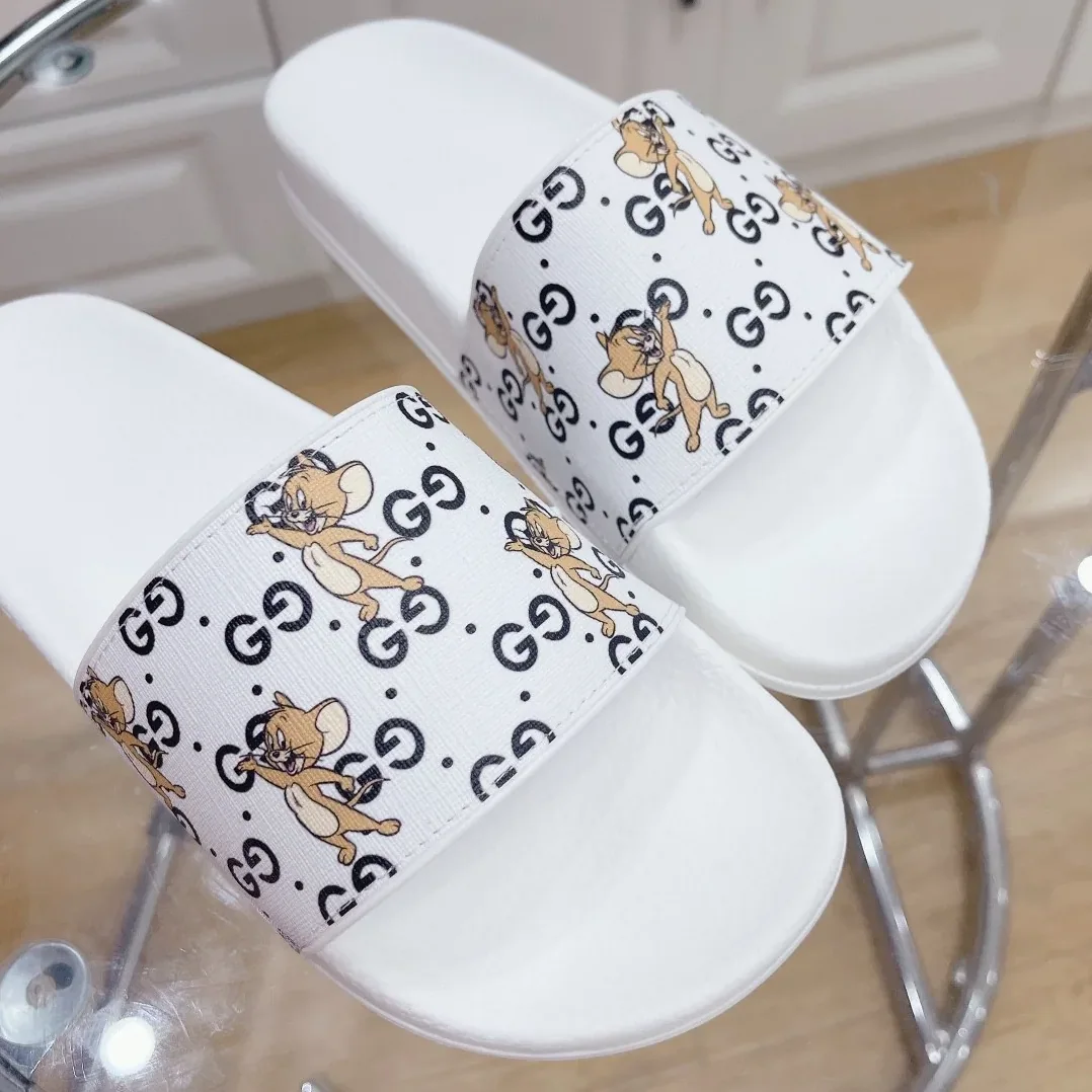 Gucci Jerry Print Slide Sandal White for Women Gucci Jerry Print Slide Sandal White for Women