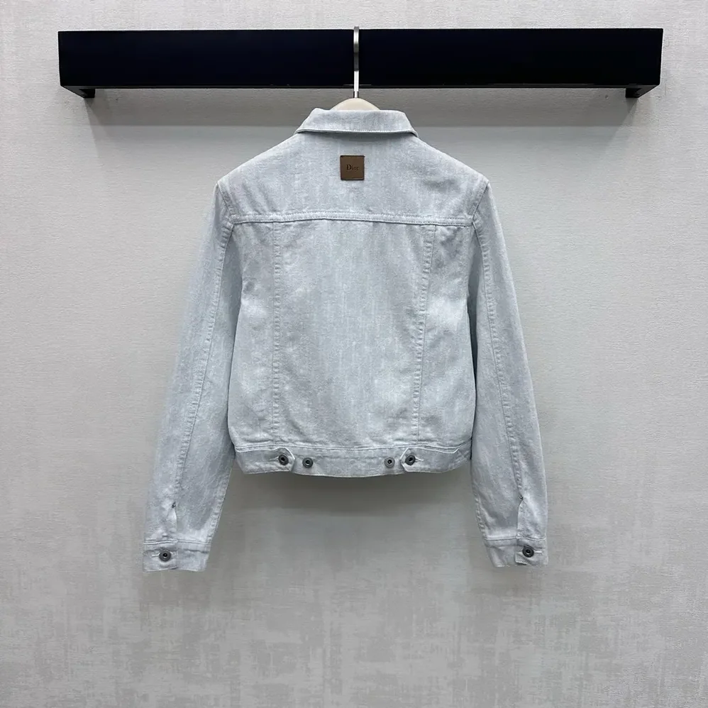 Dior Cropped Jacket Light Blue Dior Oblique Washed Cotton Denim for Men Dior Cropped Jacket Light Blue Dior Oblique Washed Cotton Denim for Men