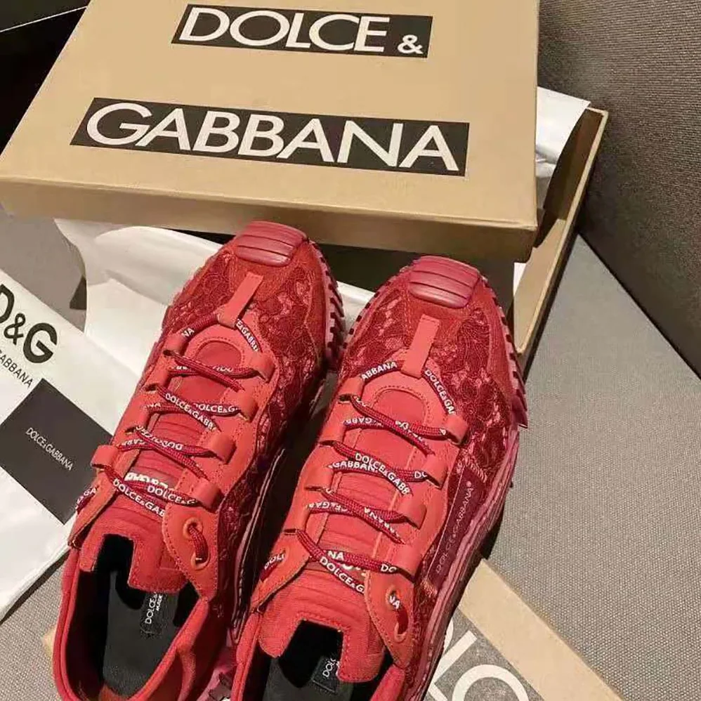 Dolce Gabbana D&G NS1 Slip on Sneakers in Mixed Materials for Women in Red Dolce Gabbana D&G NS1 Slip on Sneakers in Mixed Materials for Women in Red