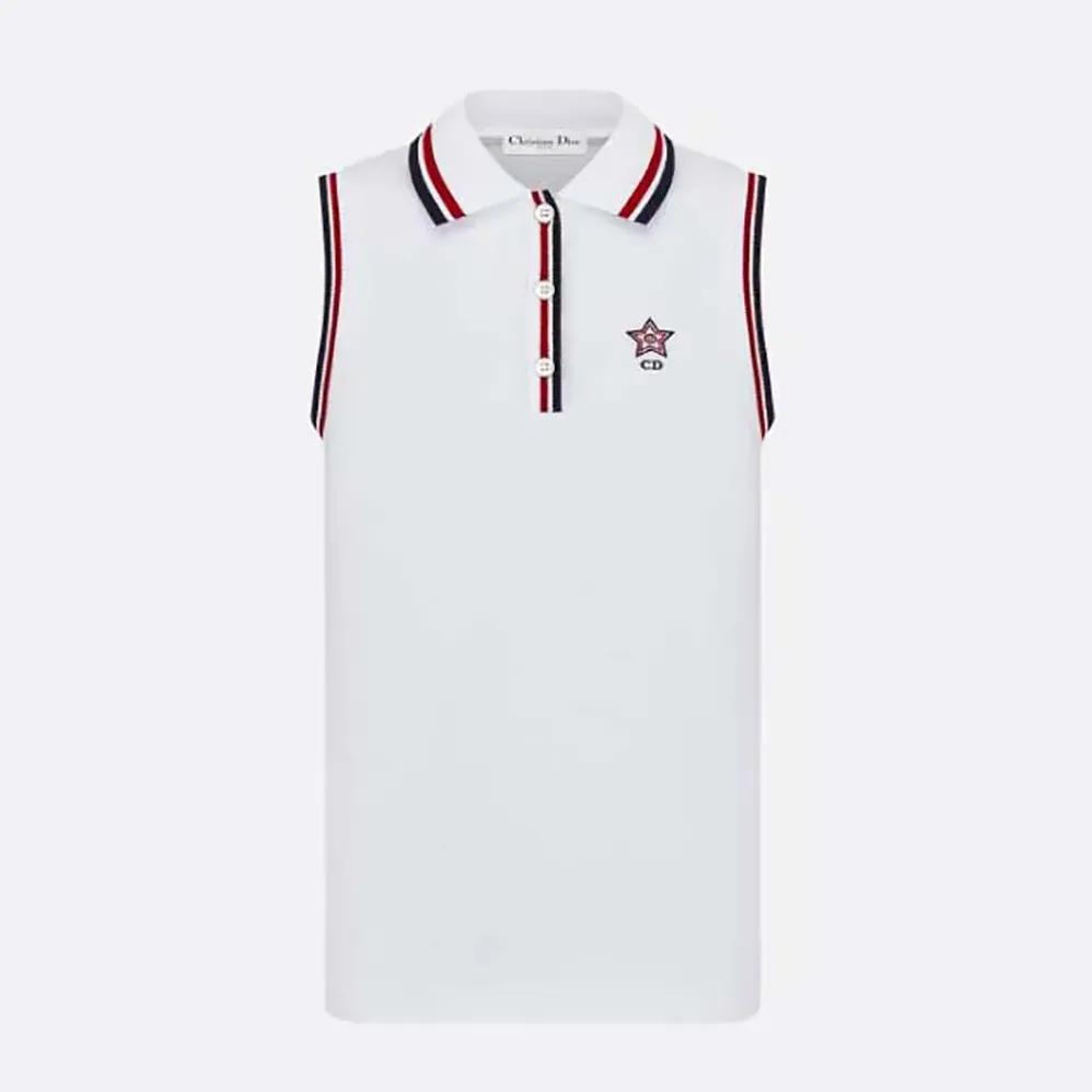 Dior Vibe Tank Top White Cotton-Blend Jersey with Three for Women in Tone Signature Dior Vibe Tank Top White Cotton-Blend Jersey with Three for Women in Tone Signature