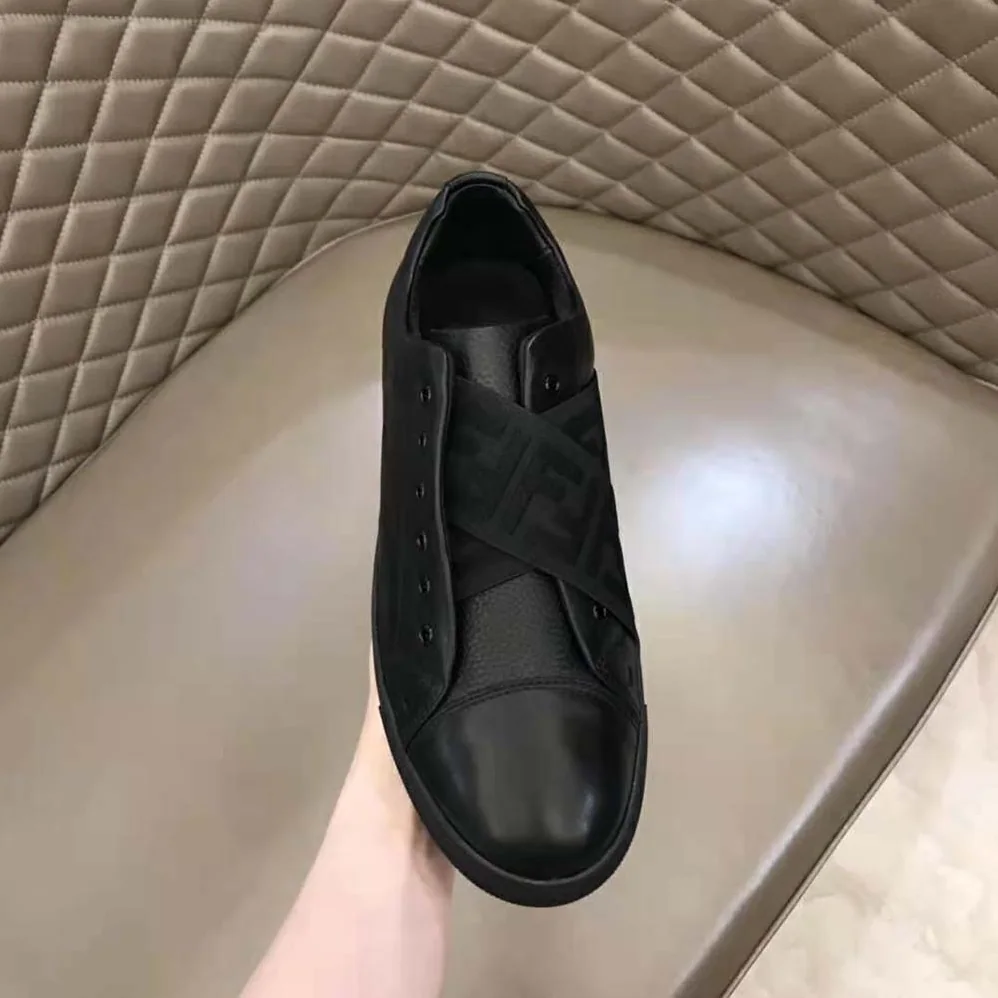 Fendi Sneakers Black Leather Slip for Men in ons Fendi Sneakers Black Leather Slip for Men in ons