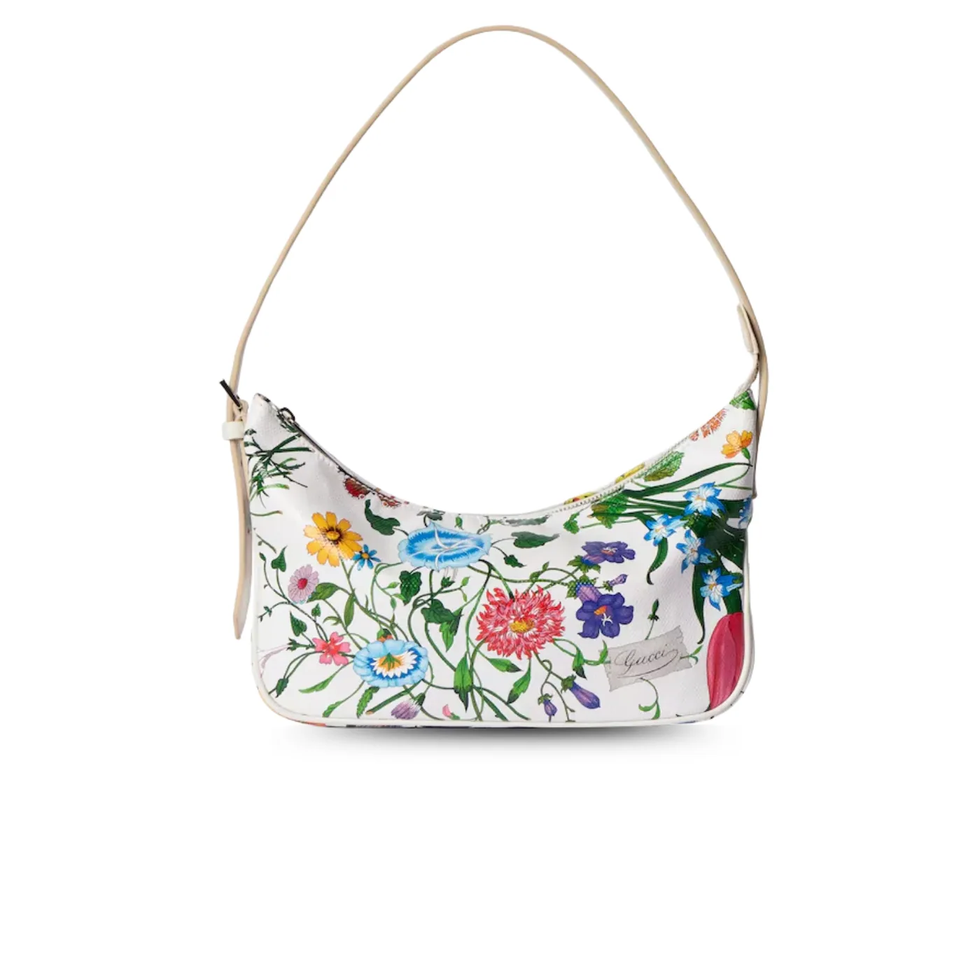 Gucci Lady Lunetta Small Shoulder Bag / White/ Multicolor Gucci Flora Coated Canvas Palladium Hardware