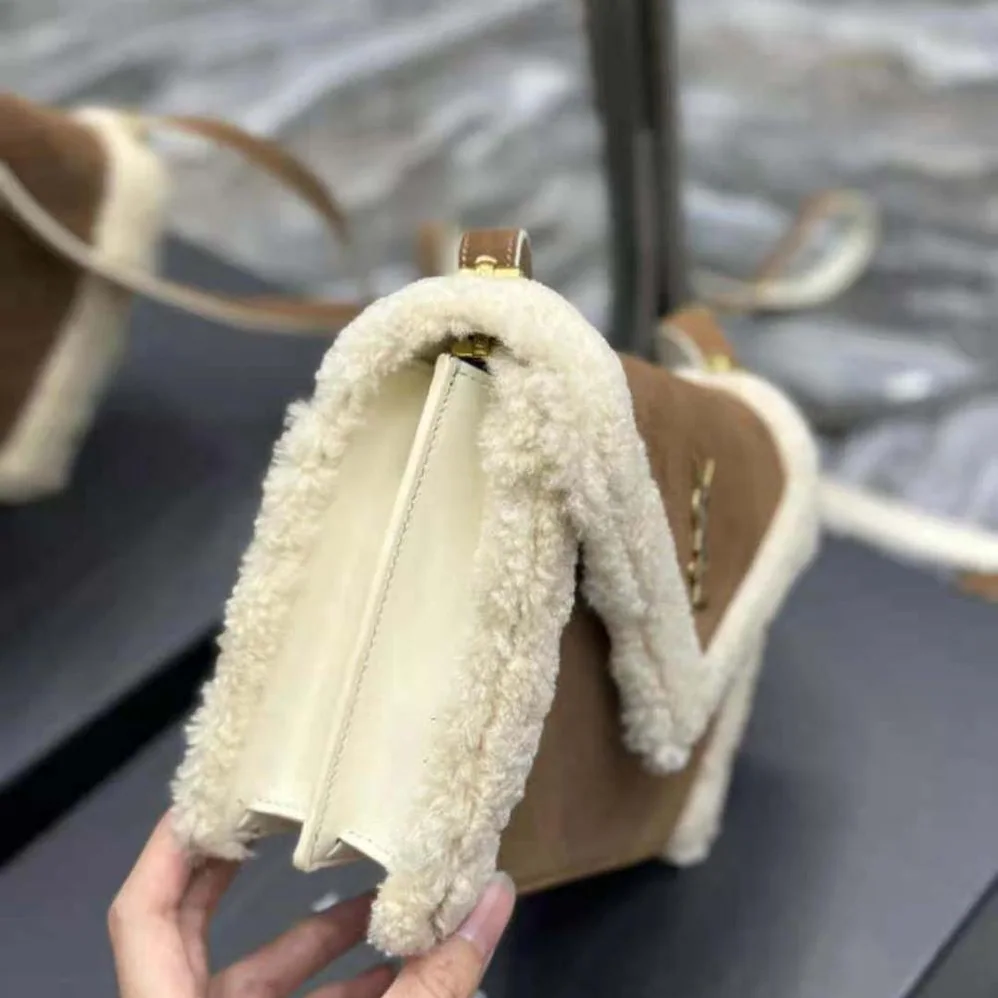 Saint Laurent YSL Gaby Satchel in Quilted Suede and Shearling for Women