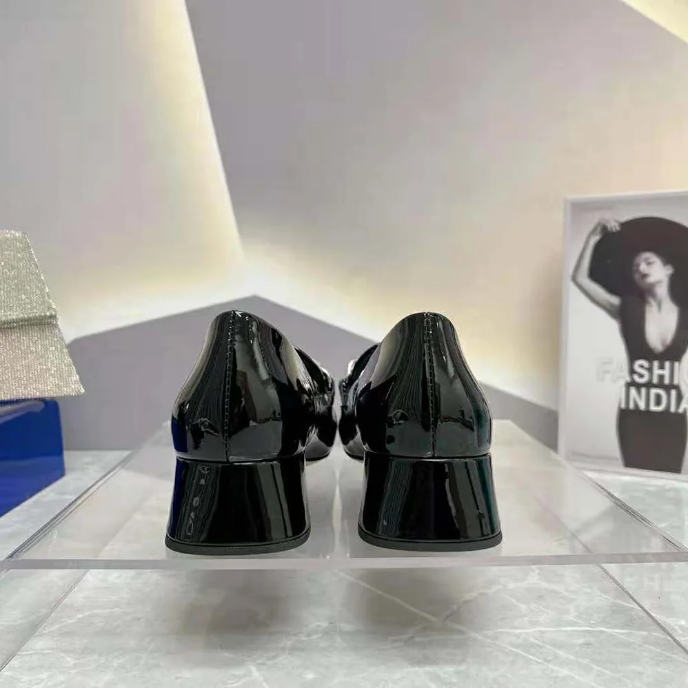 Miu Miu Patent Leather Loafers in 35 mm Heel Height for Women in Black