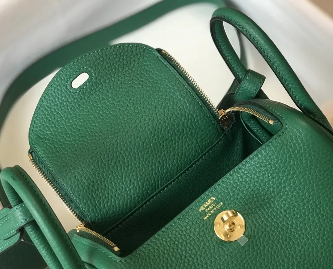 Hermes Lindy Mini Clemence Bag Green Hermes Lindy Mini Clemence Bag Green