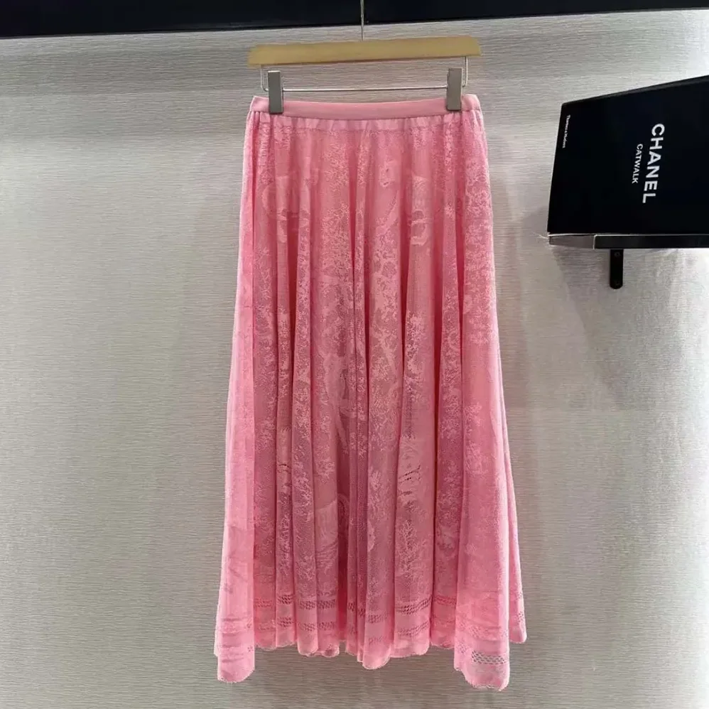 Dior Dioriviera Mid-Length Flared Skirt Cherry Blossom Pink for Women