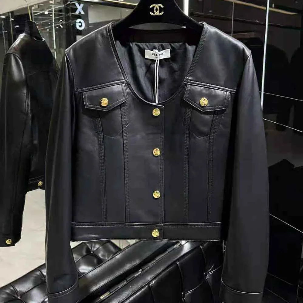 Celine Scoop Neck Trucker Jacket in Soft Lambskin for Women Celine Scoop Neck Trucker Jacket in Soft Lambskin for Women