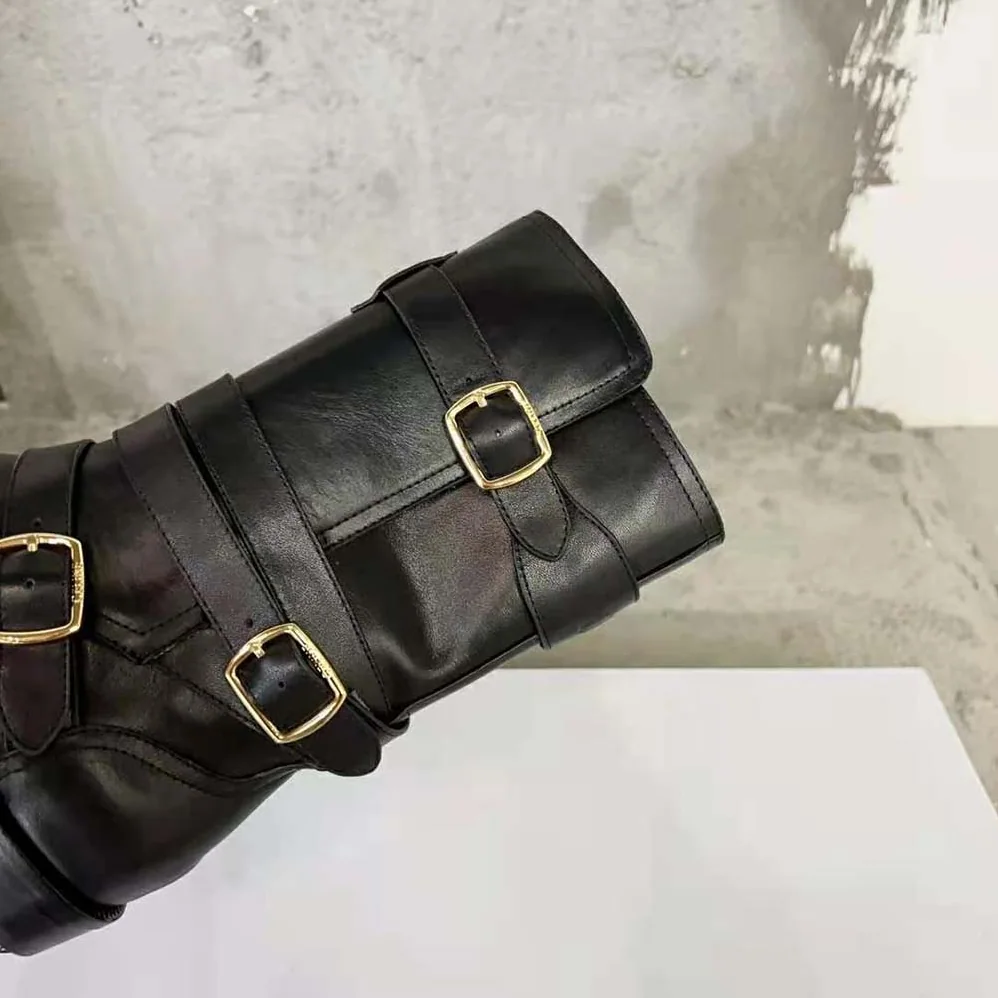 Celine Lyra Triple Buckles Boot in Calfskin for Women in Black
