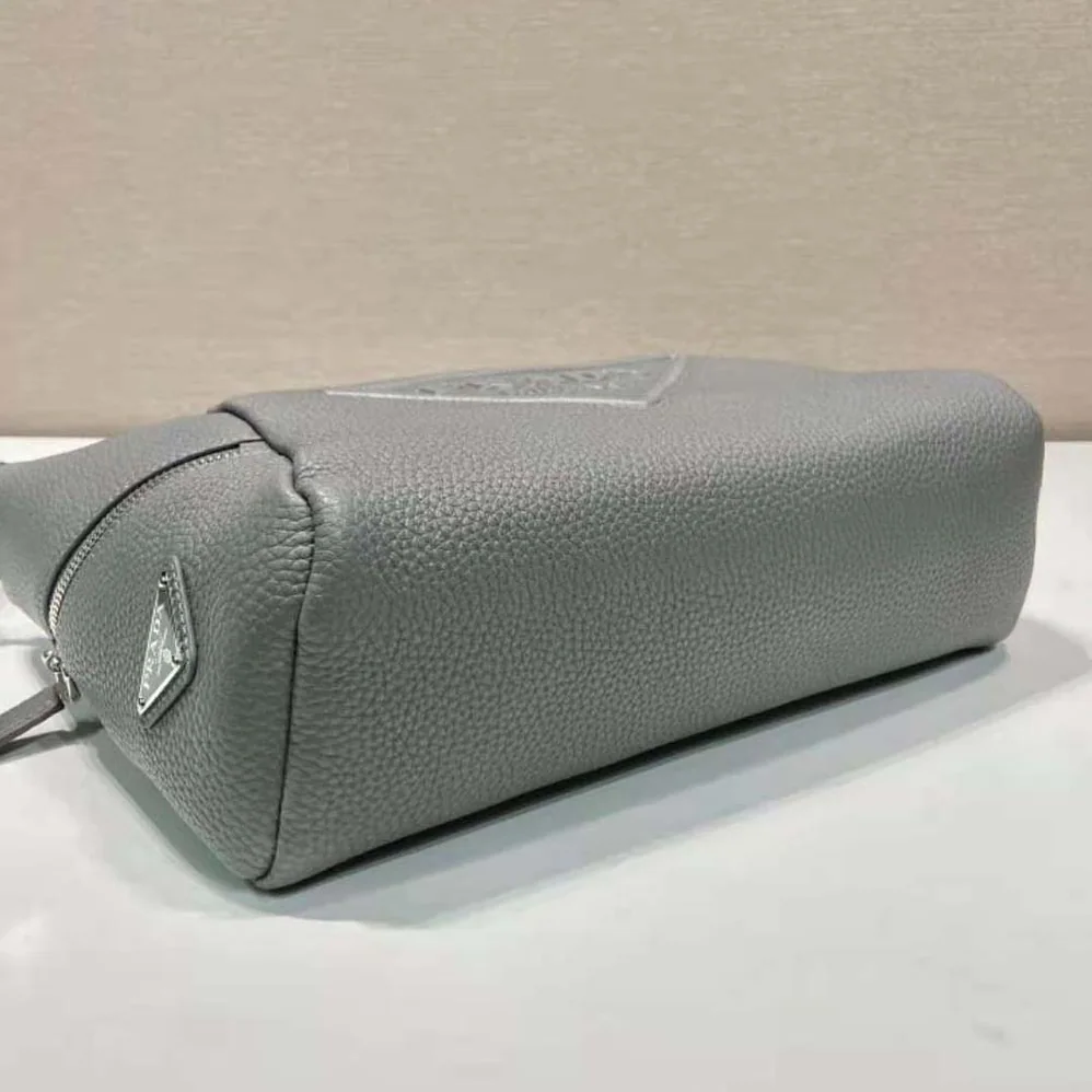 Prada Leather Bag with Shoulder Strap for Men in Gray