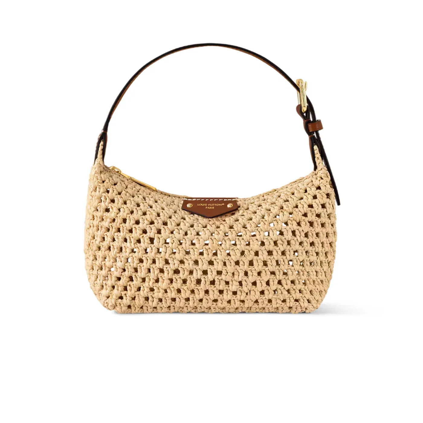 Louis Vuitton Hills Pochette Shoulder Bag / Natural Tan Raffia Gold Hardware