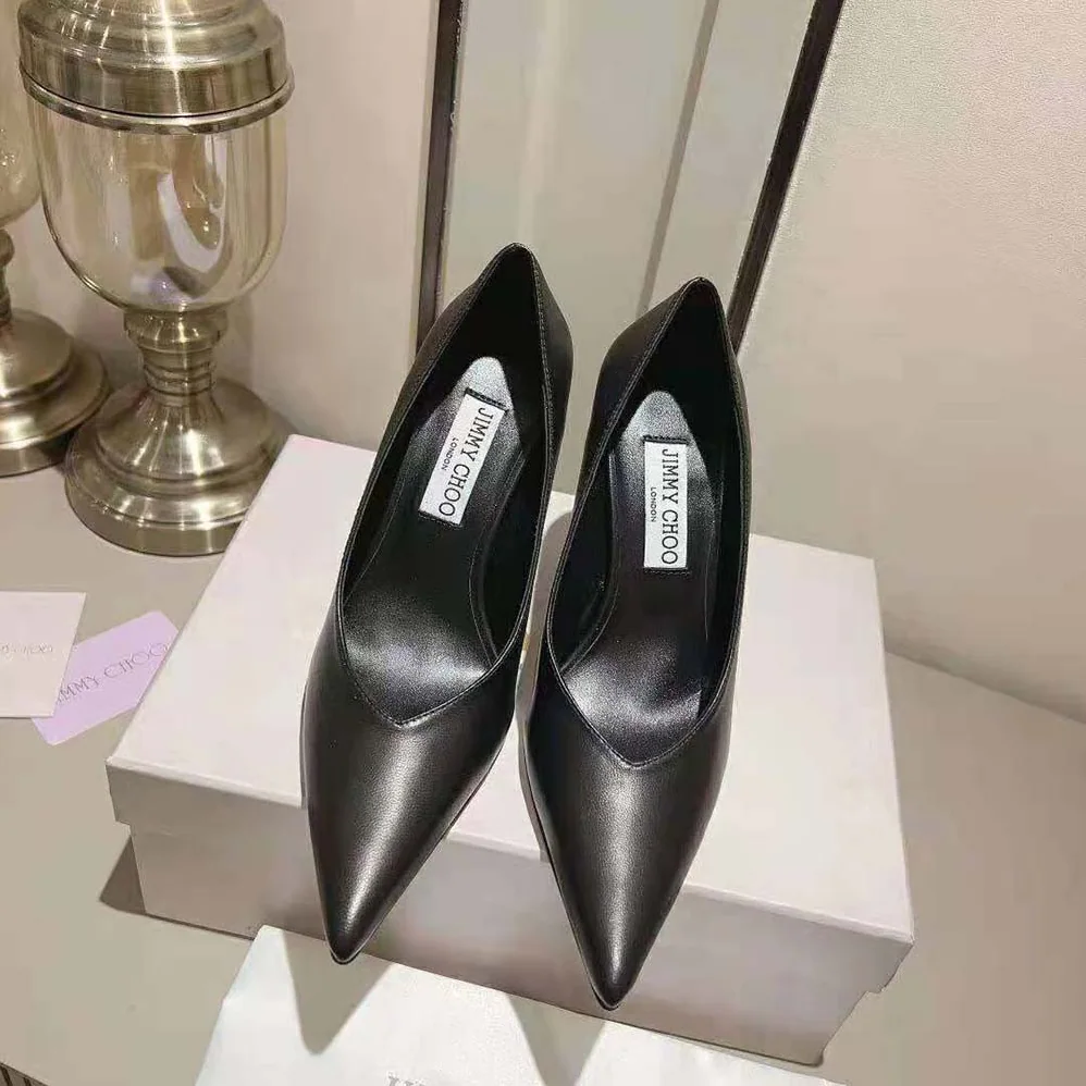 Jimmy Choo Maryanne 100 Black Calf Leather Pointed for Women in Toe Pumps