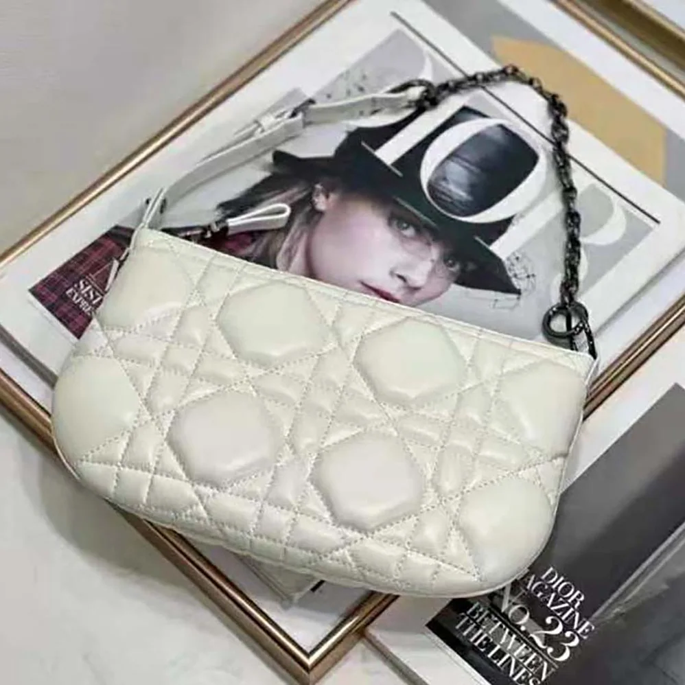 Dior Mini Dior Caro Tulip Bag Latte Quilted Macrocannage Calfskin for Women Dior Mini Dior Caro Tulip Bag Latte Quilted Macrocannage Calfskin for Women