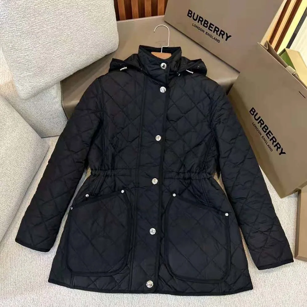 Burberry Diamond Quilted Nylon Jacket for Women in Black
