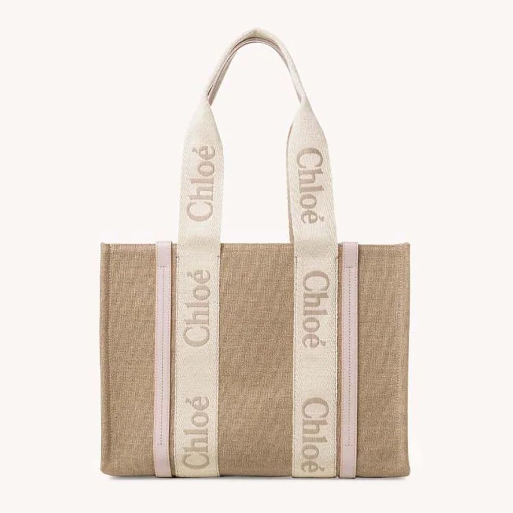 Chloe Medium Woody Tote Bag for Women in Pink