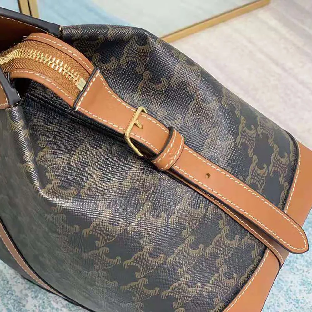 Celine Medium Cabas DE France Bag in Triomphe Canvas and Calfskin for Women Celine Medium Cabas DE France Bag in Triomphe Canvas and Calfskin for Women