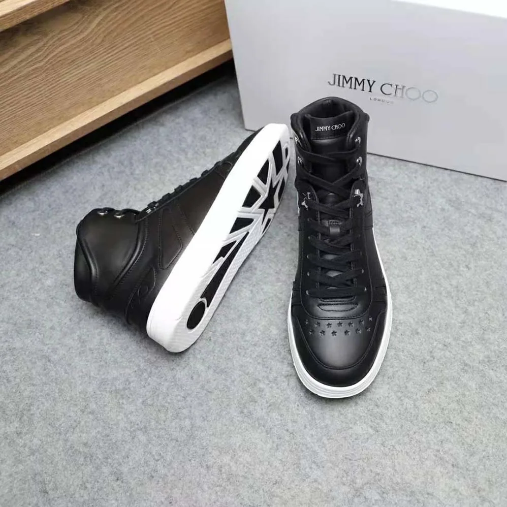 Jimmy Choo Hawaii Hi Top/M Black Calf Leather High Top Trainers for Men