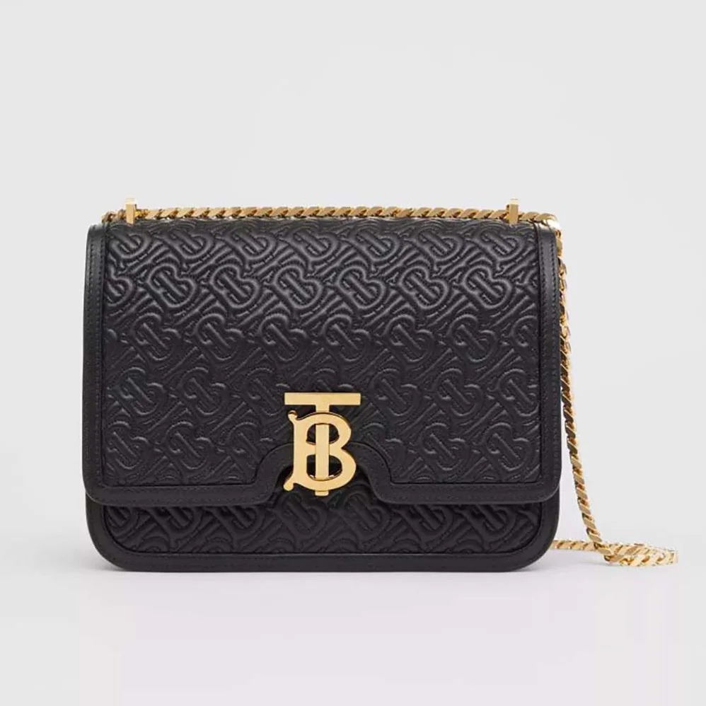Burberry Medium Quilted Monogram Lambskin TB Bag for Women in Black Burberry Medium Quilted Monogram Lambskin TB Bag for Women in Black