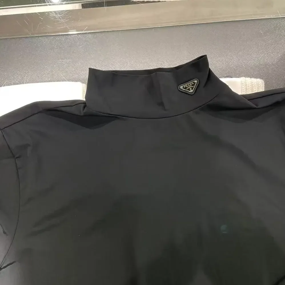 Prada Tech Jersey Mock for Men in Neck Sweater