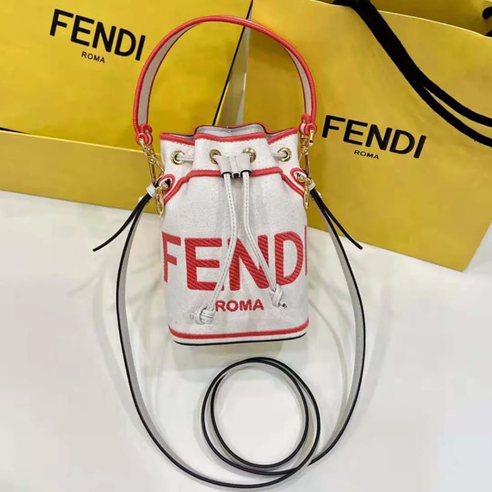 Fendi Mon Tresor Beige Canvas Mini-bag with Fendi Roma Embroidery for Women