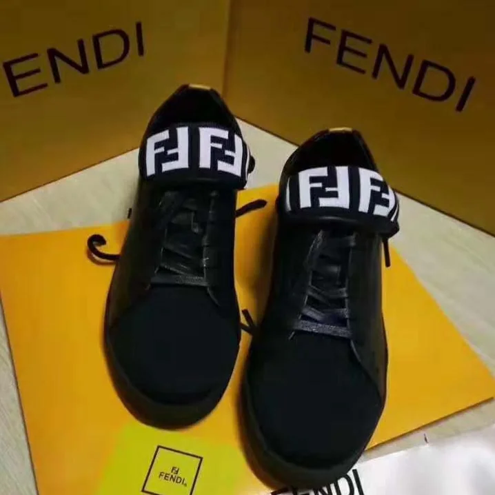 Fendi Sneakers Mesh and Leather Low-Tops for Men in Black Fendi Sneakers Mesh and Leather Low-Tops for Men in Black