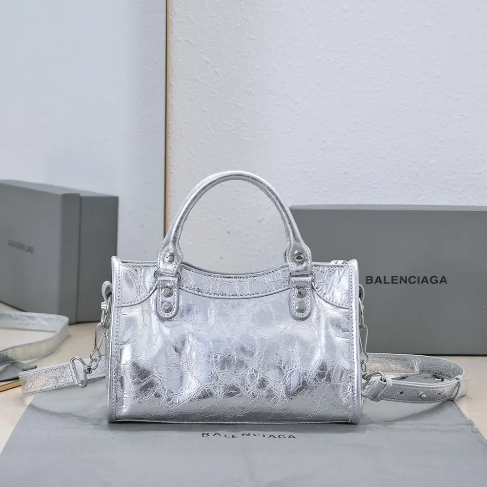 Balenciaga Le City Small Bag Metallized in Silver for Women Balenciaga Le City Small Bag Metallized in Silver for Women