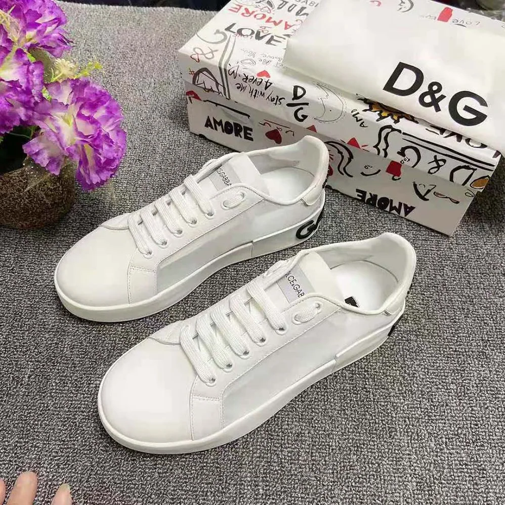 Dolce Gabbana D&G Portofino Sneakers in Nappa Leather and Mesh for Women