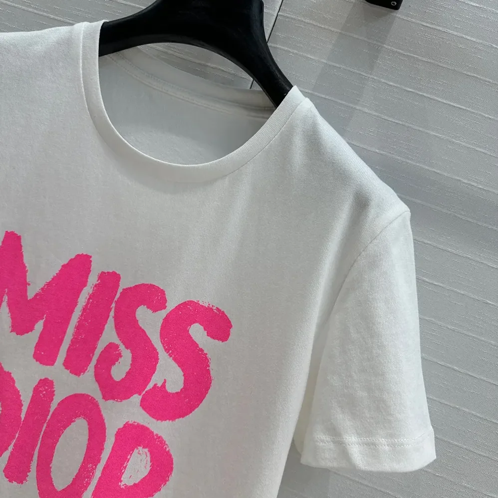 Dior Miss Dior T-Shirt White Cotton Jersey with Bright Pink Miss Dior Graffiti Motif for Men Dior Miss Dior T-Shirt White Cotton Jersey with Bright Pink Miss Dior Graffiti Motif for Men