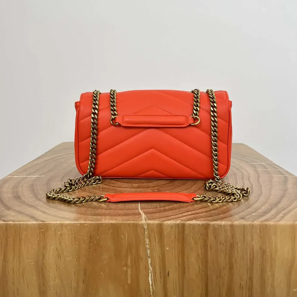 Saint Laurent YSL Loulou Small in Matelasse Lambskin for Women in Orange