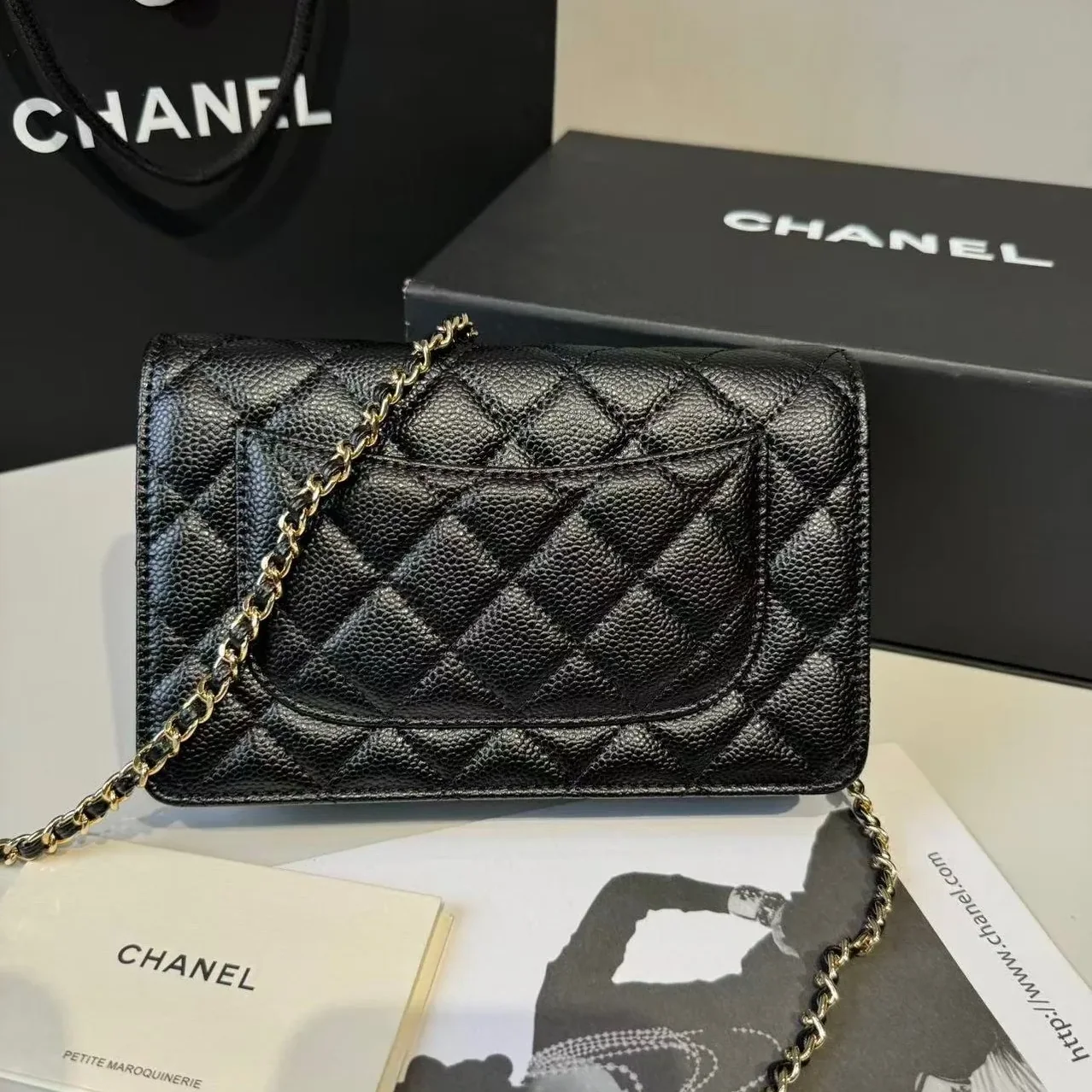 Chanel CO-CO Classic Wallet On Chain in Gold Toned Hardware Black Chanel CO-CO Classic Wallet On Chain in Gold Toned Hardware Black
