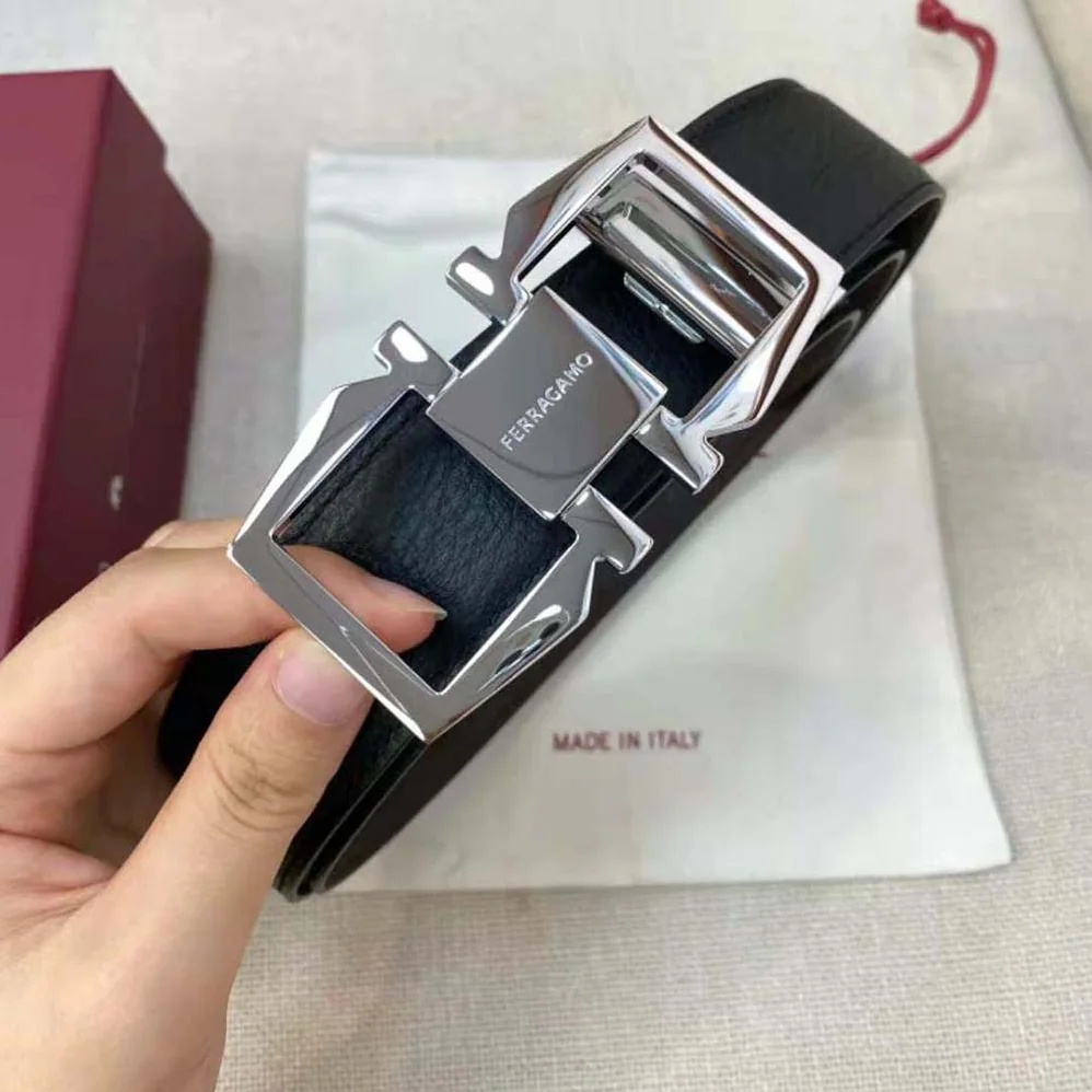 Salvatore Ferragamo Reversible and Adjustable Gancini Belt for Men in Silver
