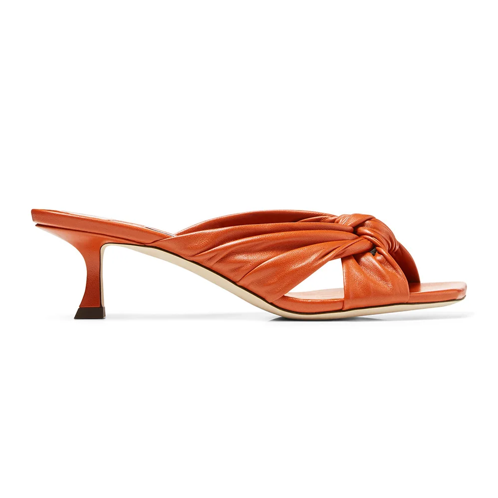 Jimmy Choo Avenue 50 Latte Nappa Leather Mules for Women in Orange Jimmy Choo Avenue 50 Latte Nappa Leather Mules for Women in Orange