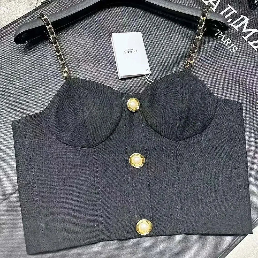 Balmain Top Mit Kettenriemen for Women in Black