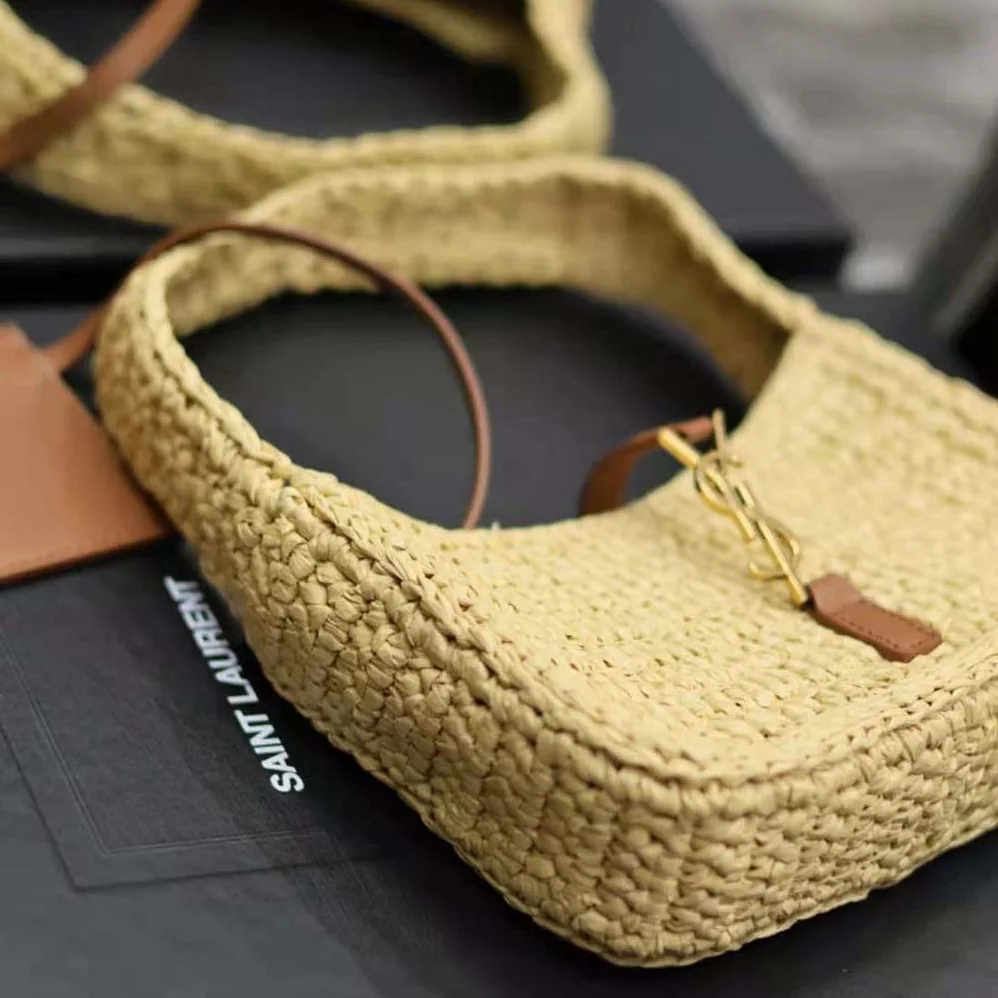 Saint Laurent YSL Le 5 à 7 Mini in Raffia for Women in Natural