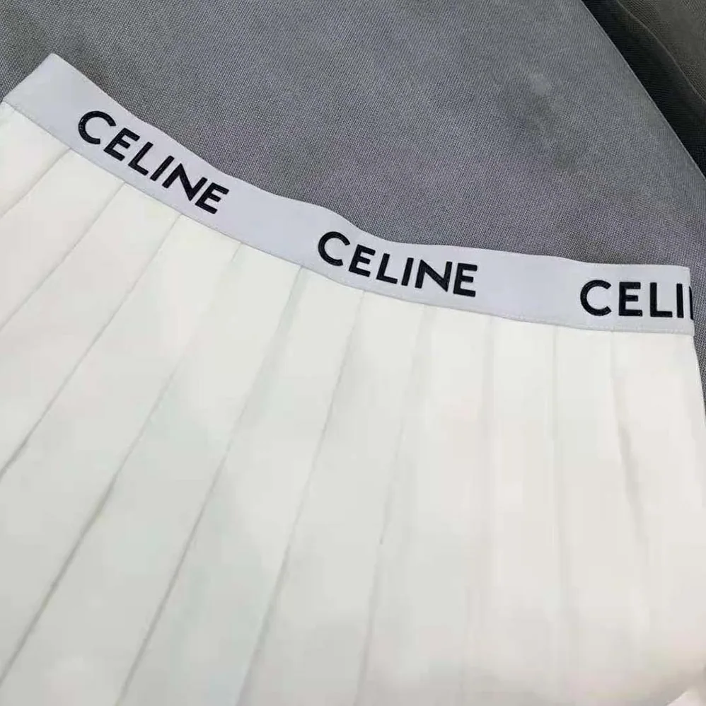 Celine Short Pleated Skirt in Cotton Piqué for Women in White