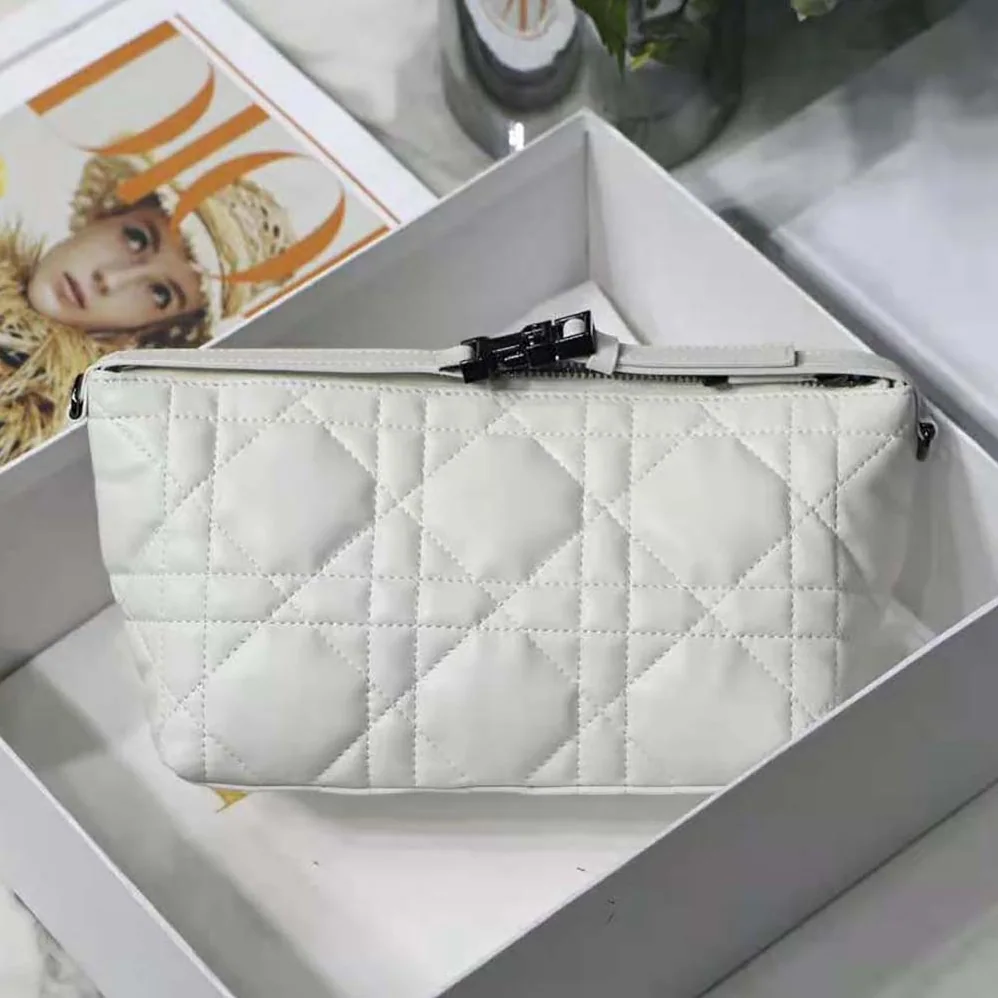 Dior Medium Diortravel Nomad Pouch Latte Macrocannage Calfskin for Women Dior Medium Diortravel Nomad Pouch Latte Macrocannage Calfskin for Women