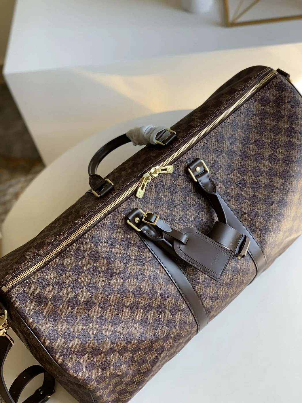 Louis Vuitton Keepall Bandouliere 55 Travel Bag / Brown Damier Ebene Gold Hardware